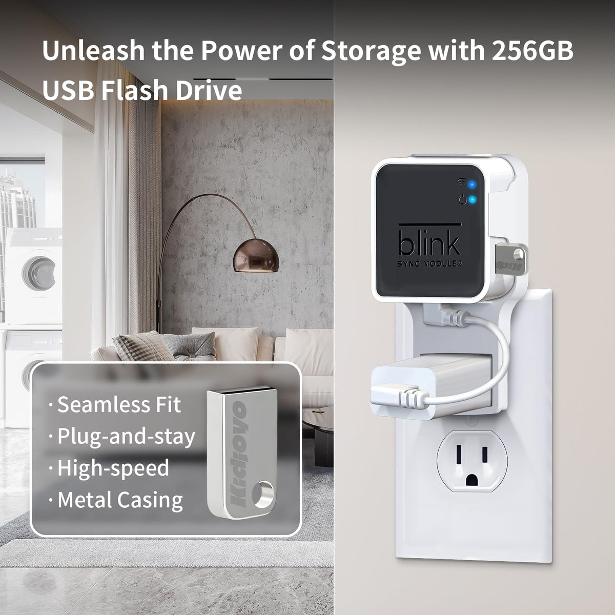 256GB USB Flash Drive & Wall Mount with Short Cable M735113