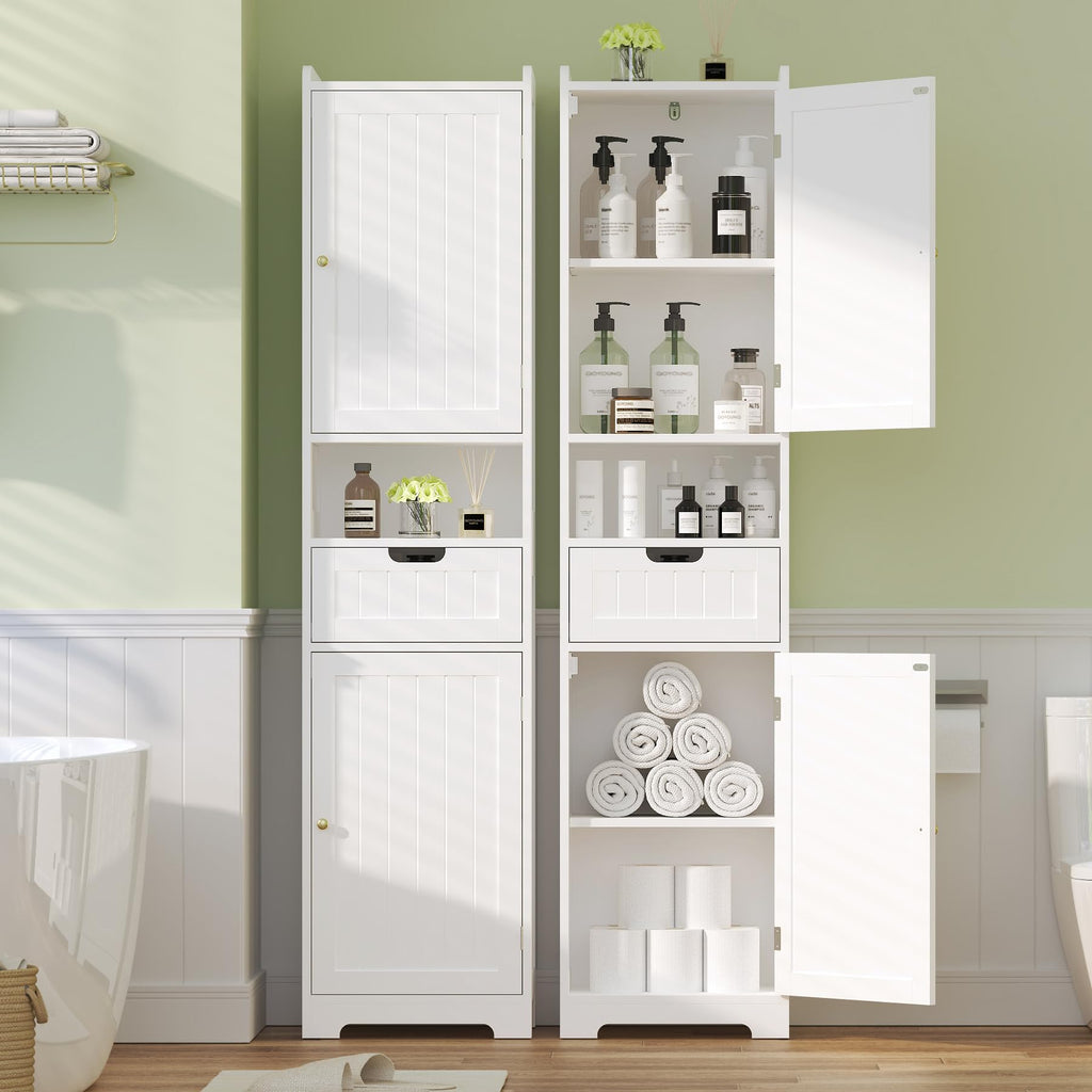67" H Tall White Bathroom Storage Cabinet O4554
