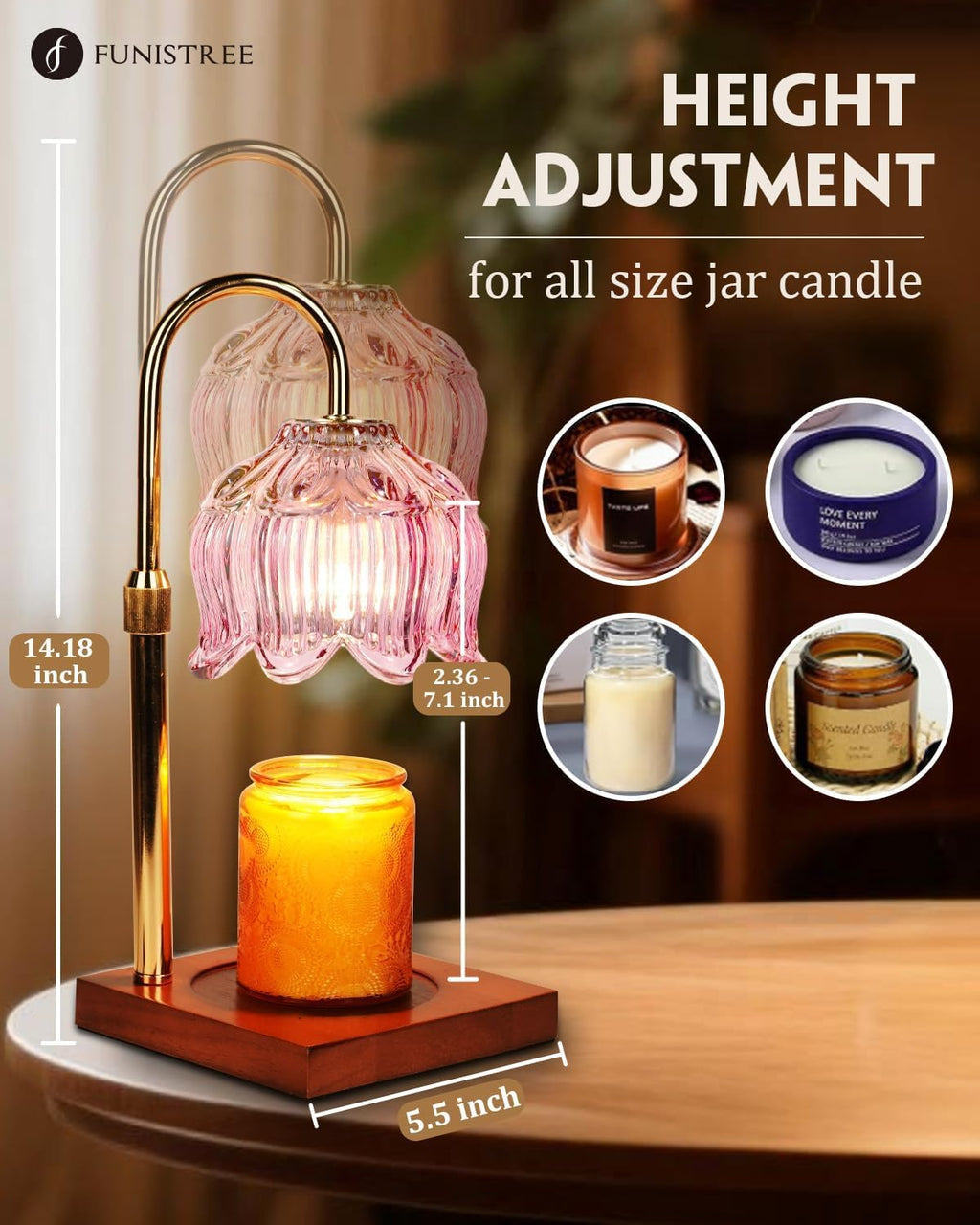 Pink Candle Warmer Lamp with Timer & Dimmer I4584