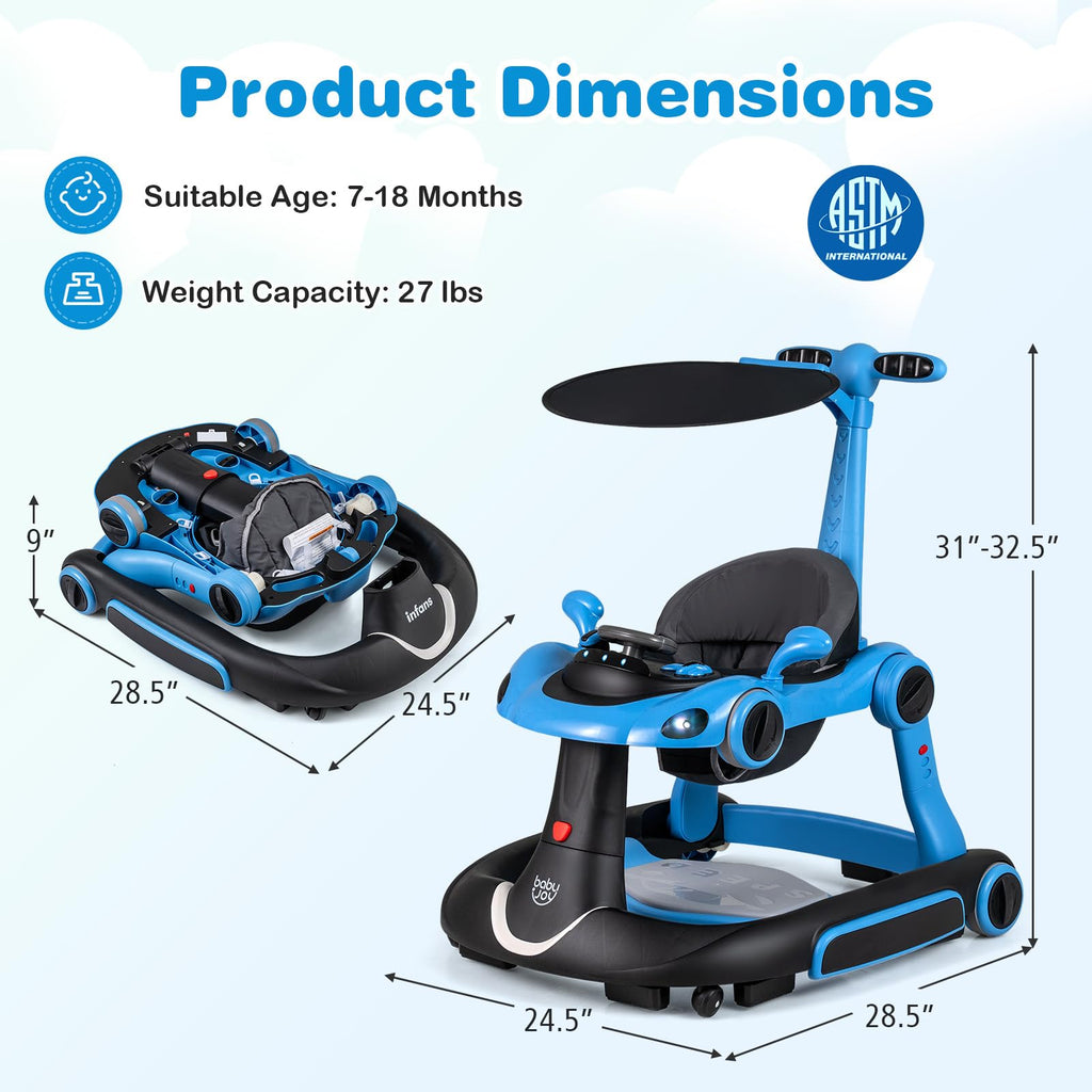 Foldable Adjustable Baby Walker with Wheels F7877