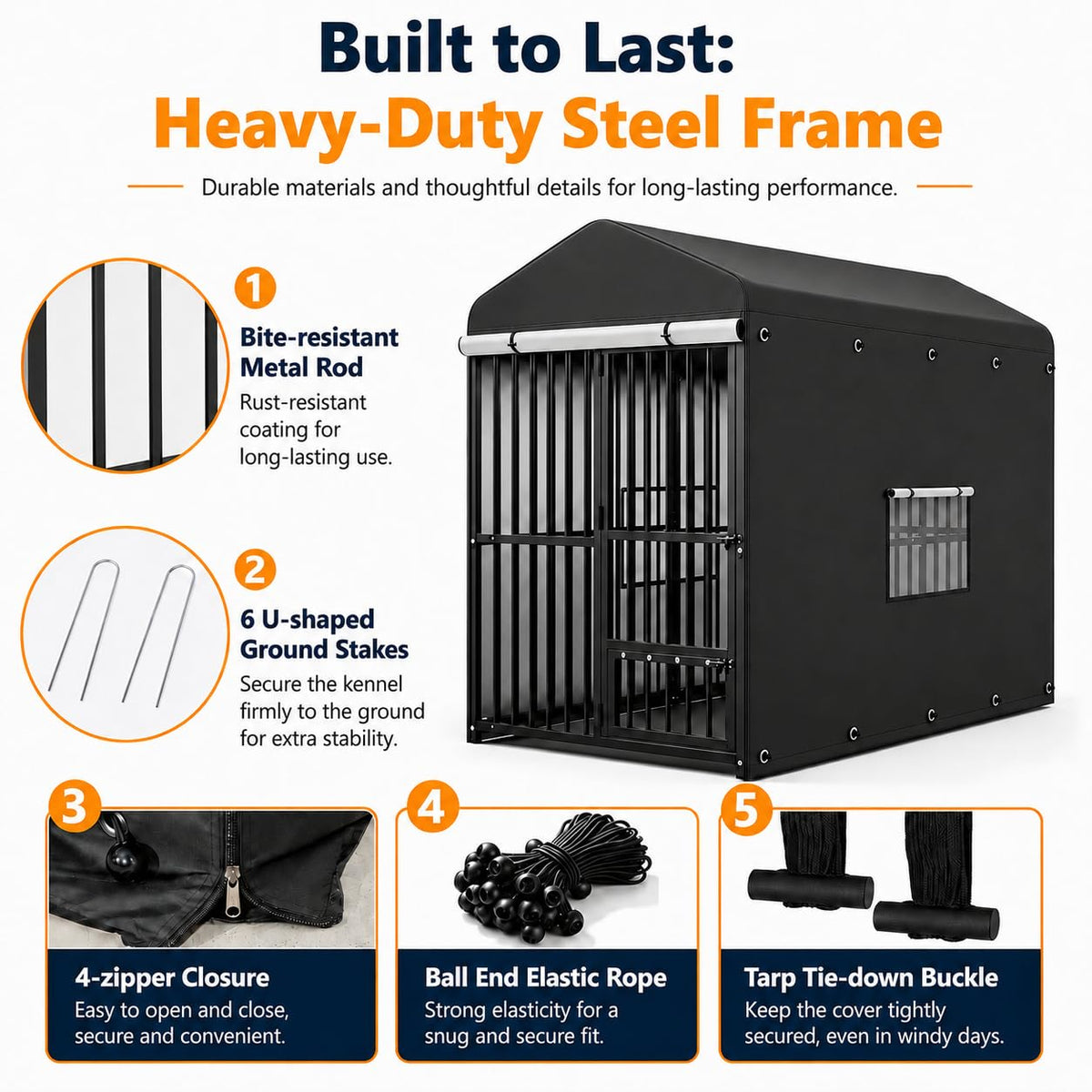 8x4 FT Heavy Duty Outdoor Dog Kennel with Full Cover R2129
