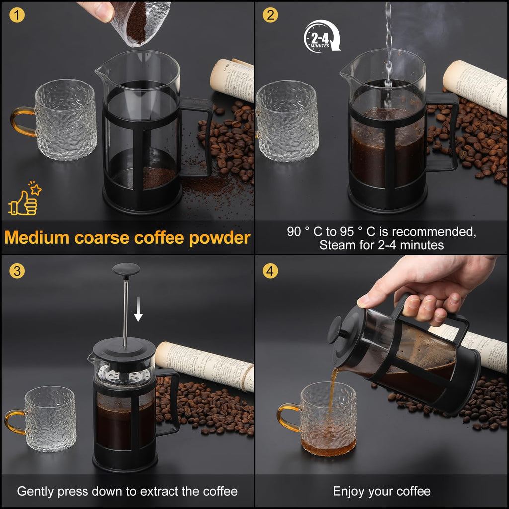 12OZ Glass Stainless Steel French Press Coffee Maker R149