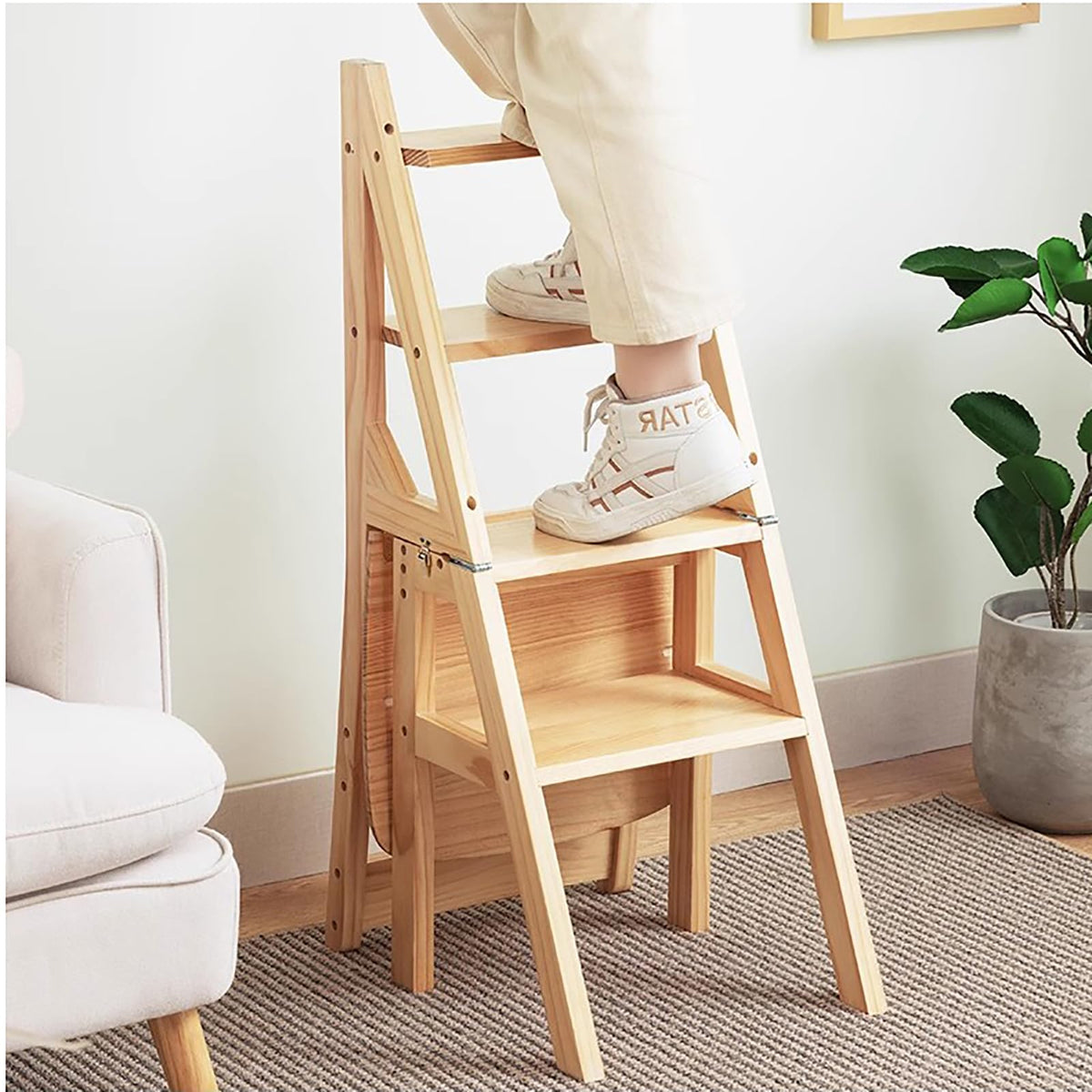 Solid Wood Folding Ladder Chair W423095
