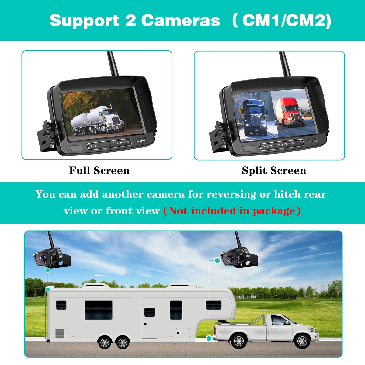 Wireless Backup Camera 7 Inch Monitor Rear View Camera System IP69 Waterproof Night Vision Y347