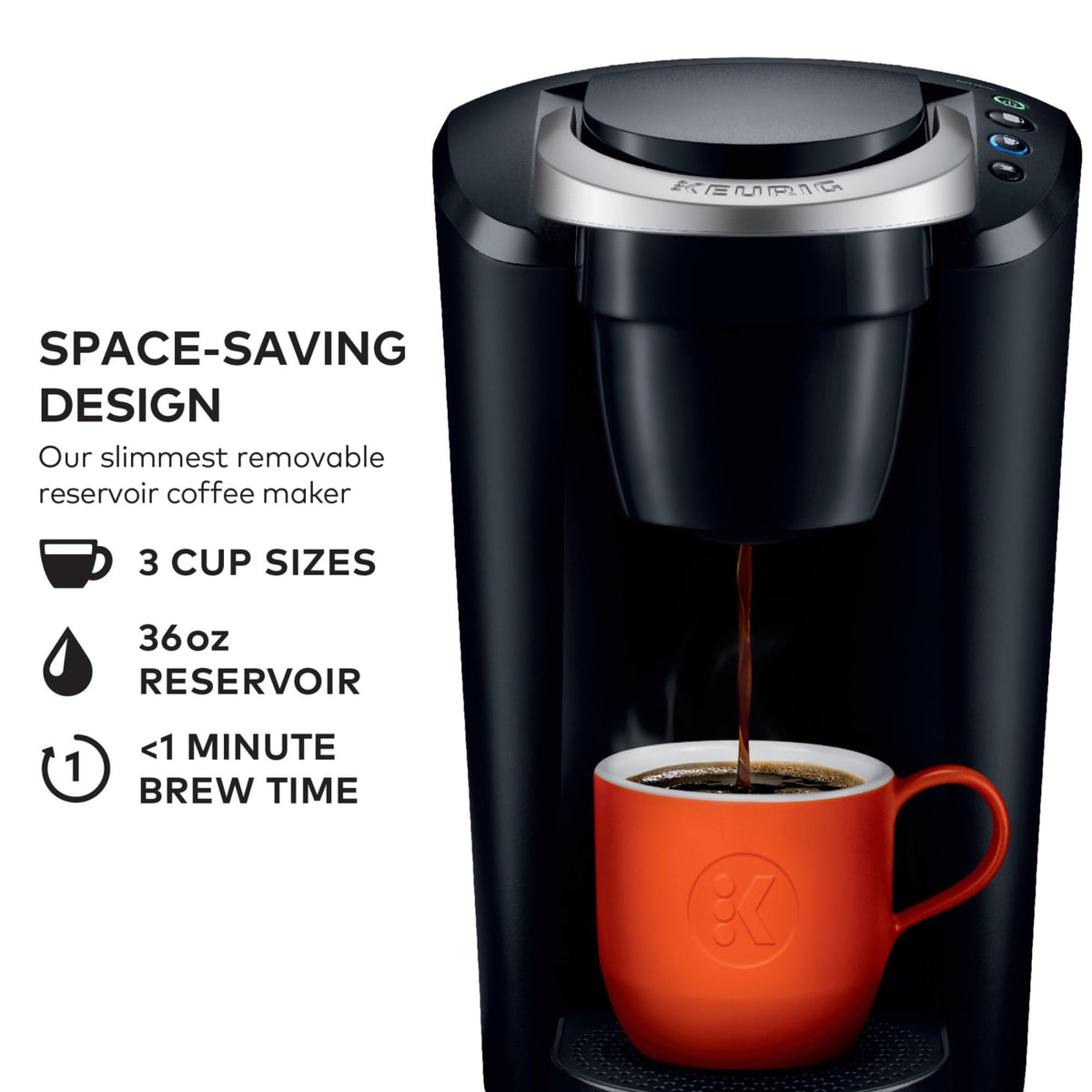 Black Single-Serve Coffee Maker with 3 Brew Sizes C49006