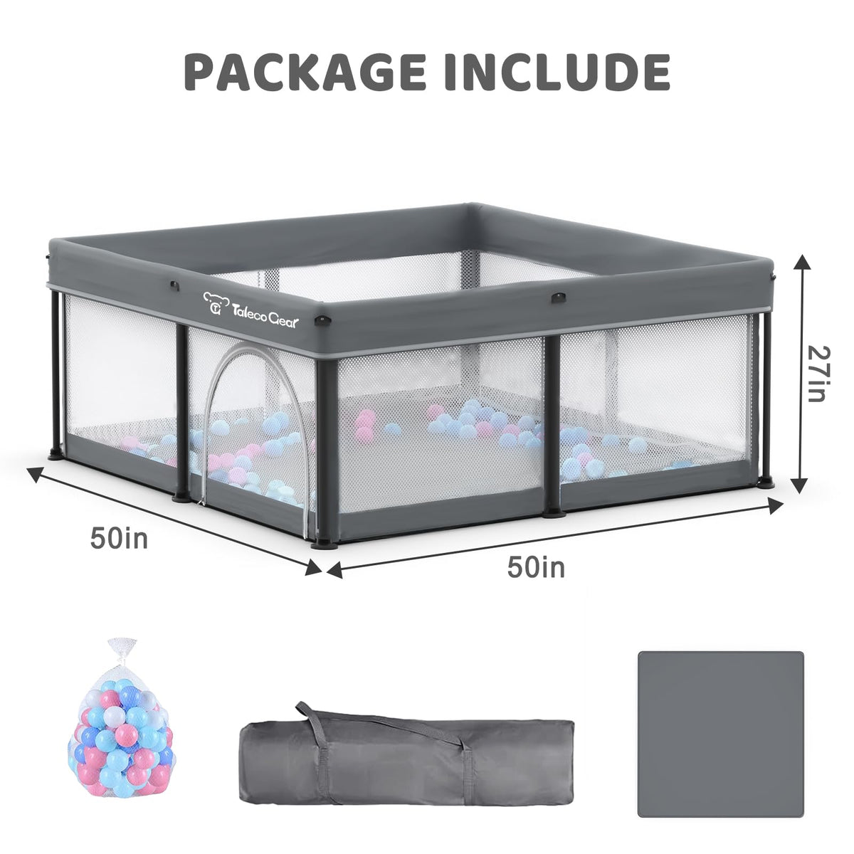 Foldable Baby Play Pen with Mat and Gate E292