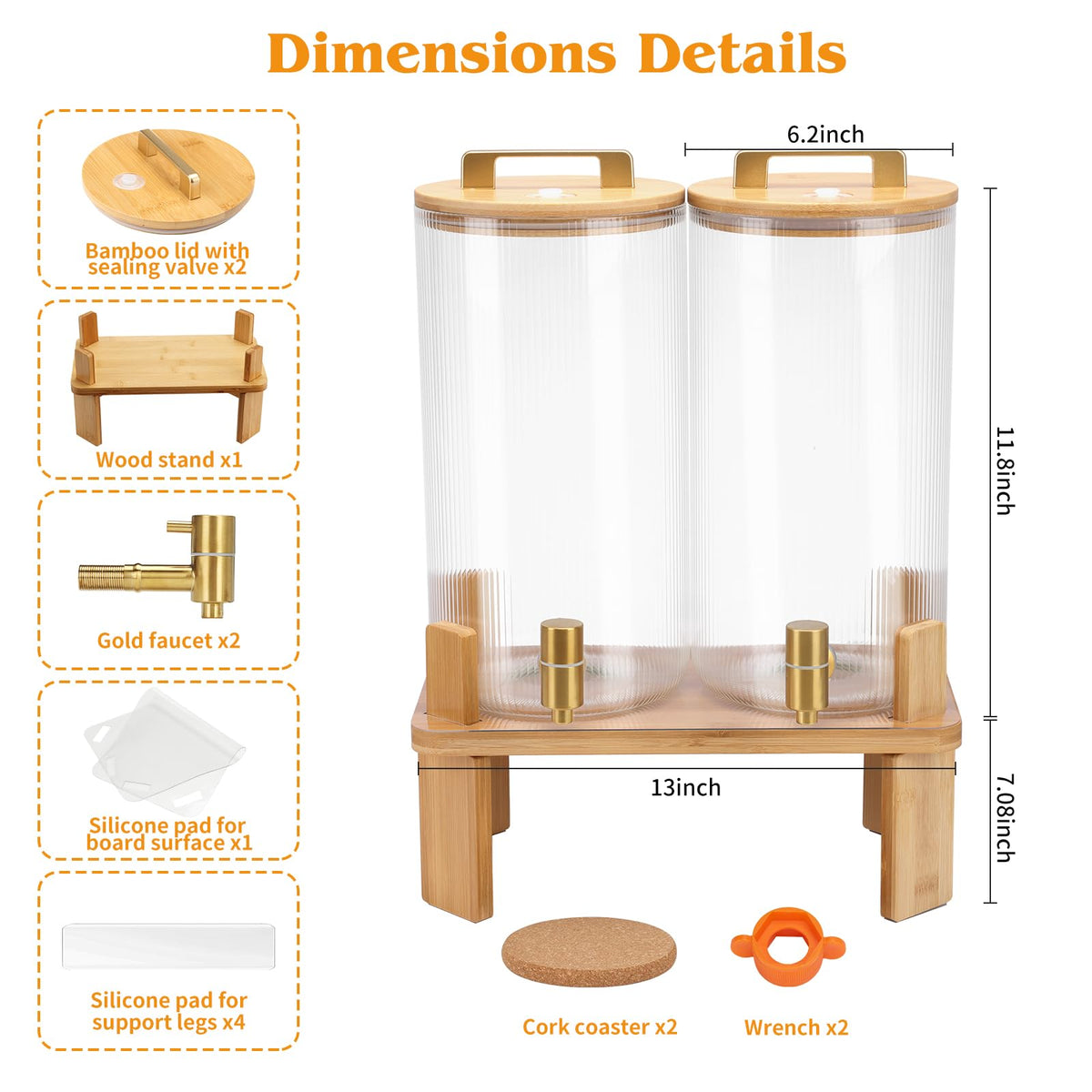 1.5 Gallon Drink Dispensers with Wood Stand U447