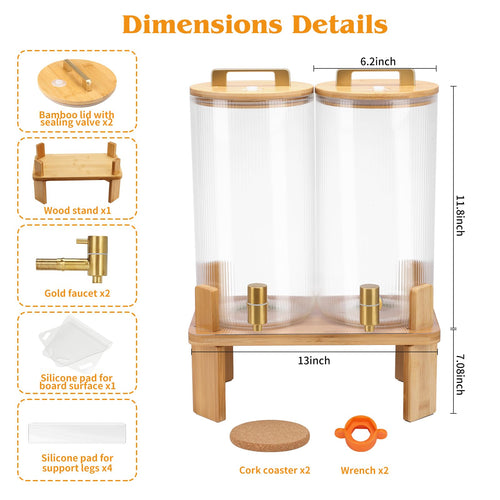1.5 Gallon Drink Dispensers with Wood Stand U447