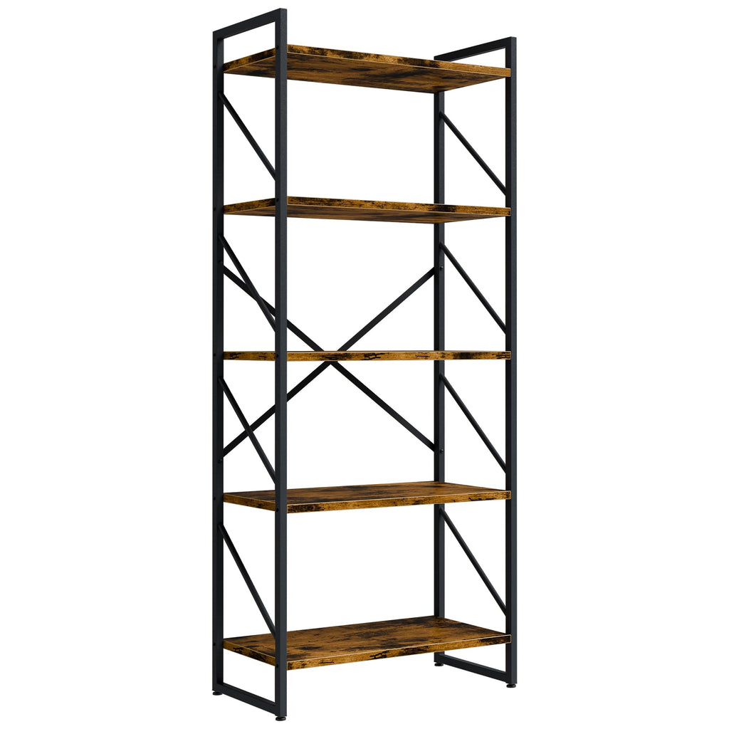 5 Tiers Rustic Brown Bookshelf V73191