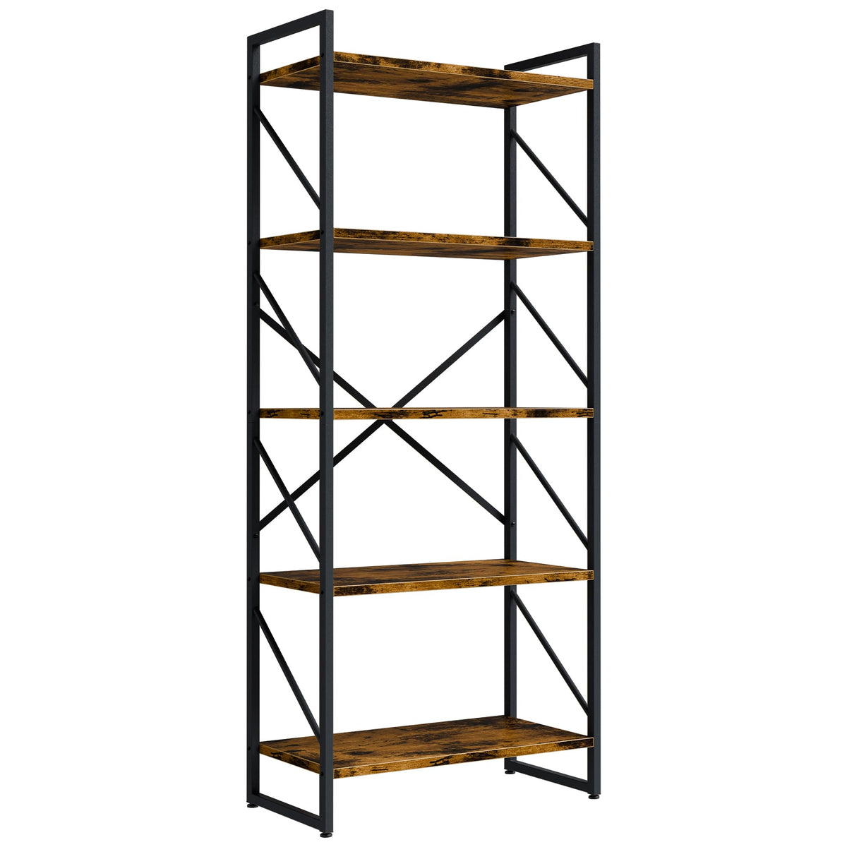 5 Tiers Rustic Brown Bookshelf V73191