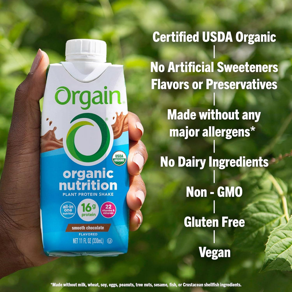 Organic Vegan Protein Shake Smooth Chocolate & Vanilla Bean 16g 11 Fl Oz Z923