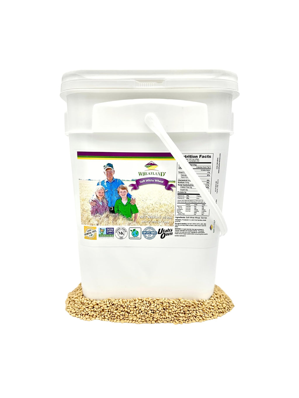 Soft White Wheat Berries 23 lbs Non-GMO V1165