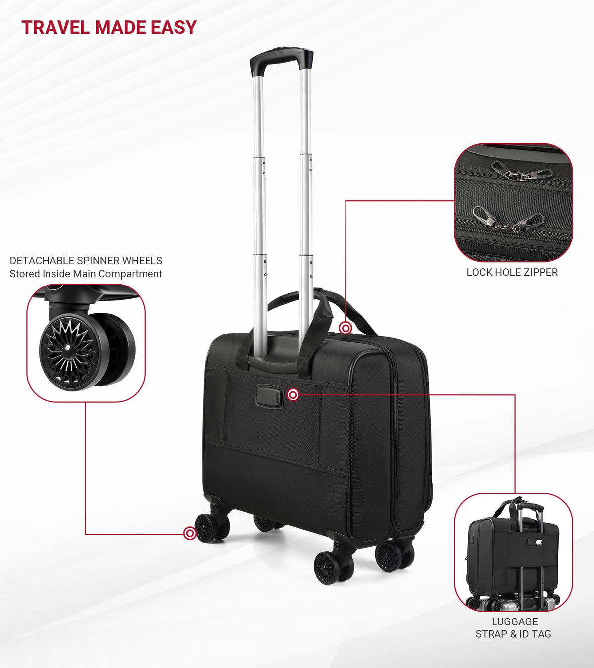 Rolling Laptop Bag with USB & Type-C Charging Port, Water Resistant 17.3 Inch X765383