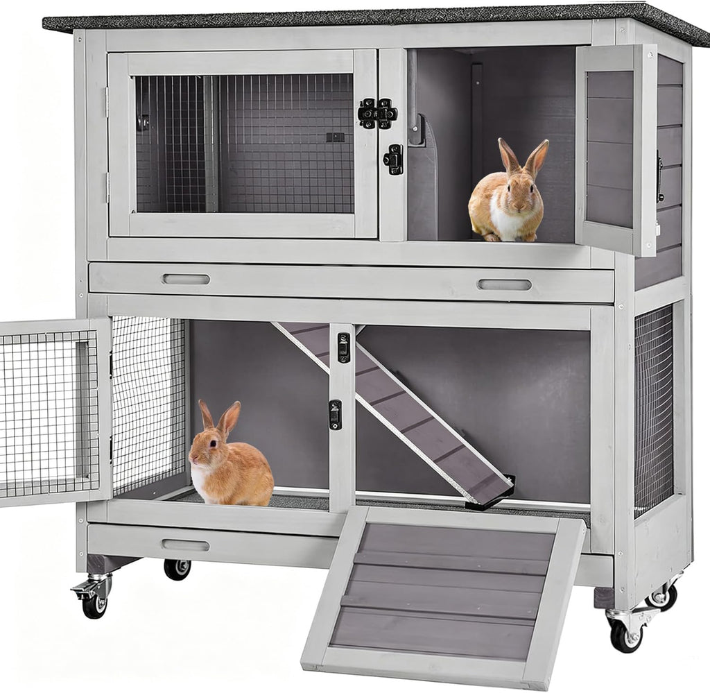 Rabbit Hutch 2 Story Pet House on Wheels K1539