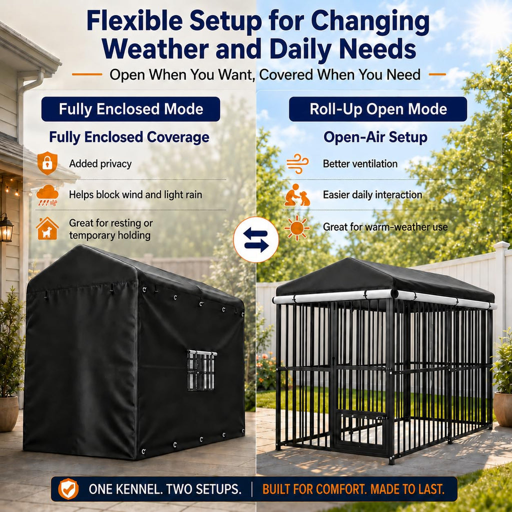 8x4 FT Heavy Duty Outdoor Dog Kennel with Full Cover R2129