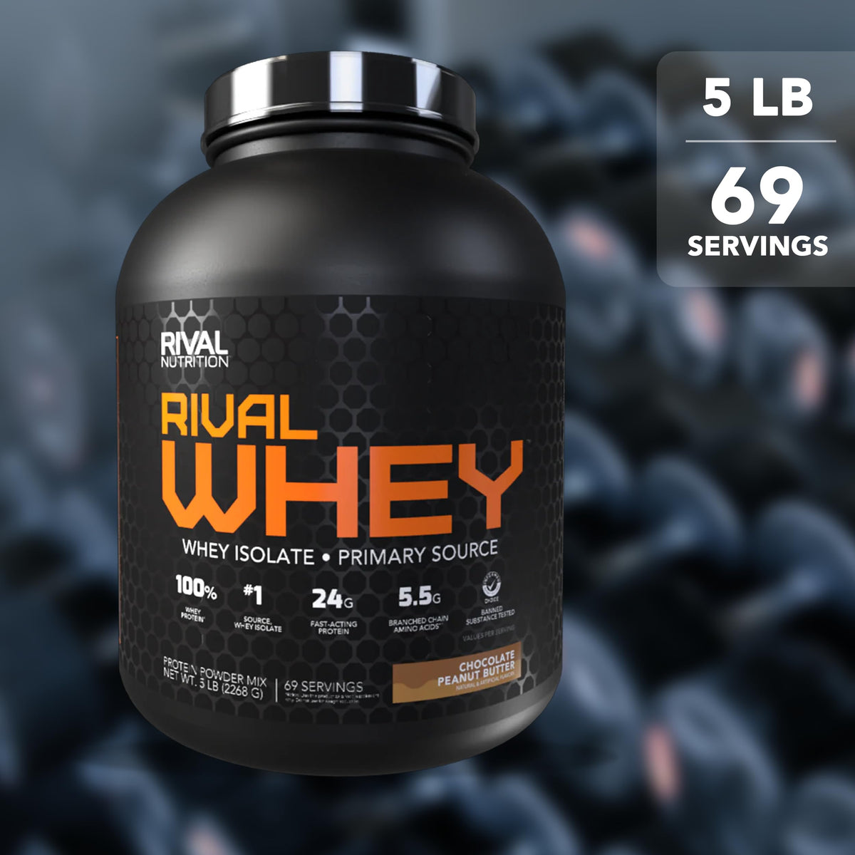 Chocolate Peanut Butter Whey Protein Powder 5 lb F677