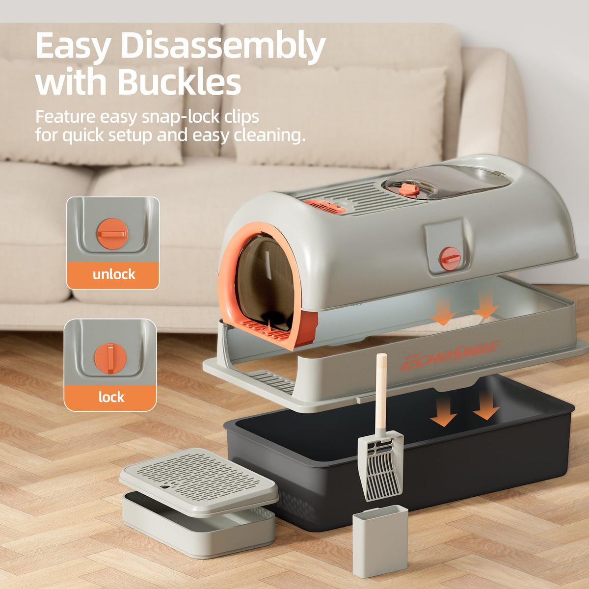 Stainless Steel Cat Litter Box with Lid L93959