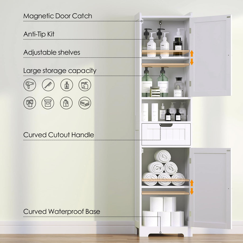 67" H Tall White Bathroom Storage Cabinet O4554