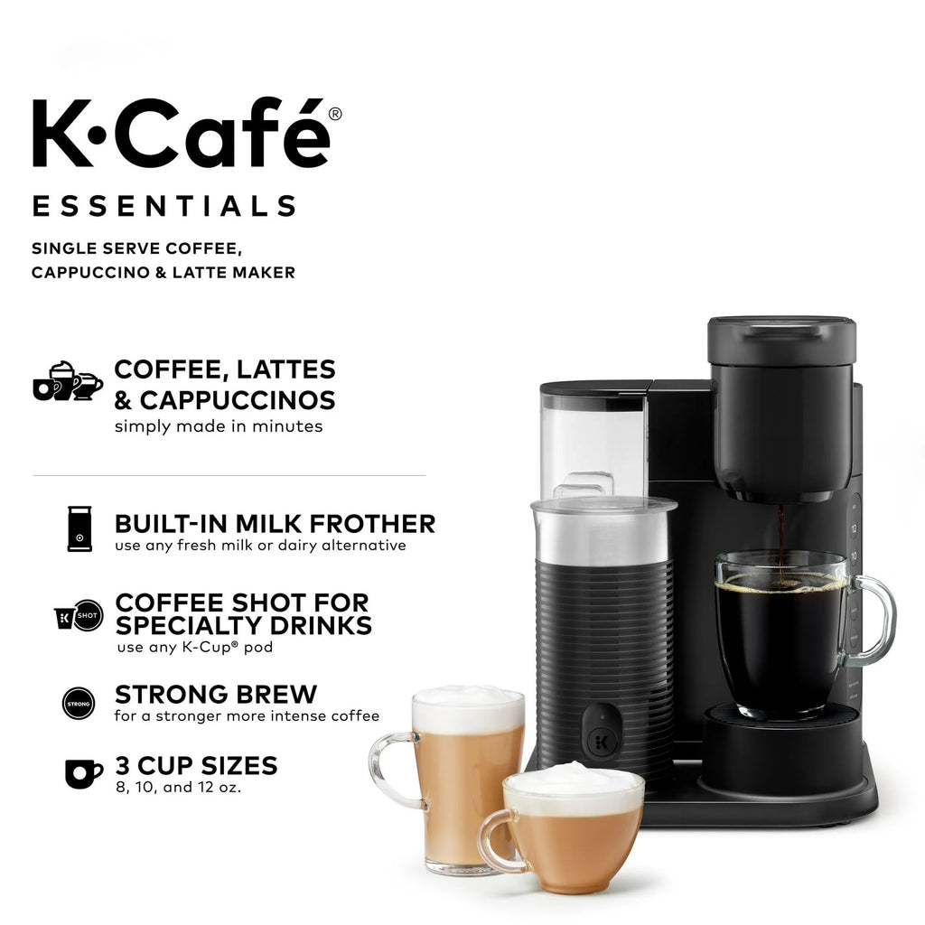 Black Single Serve Coffee Maker with Milk Frother U72525