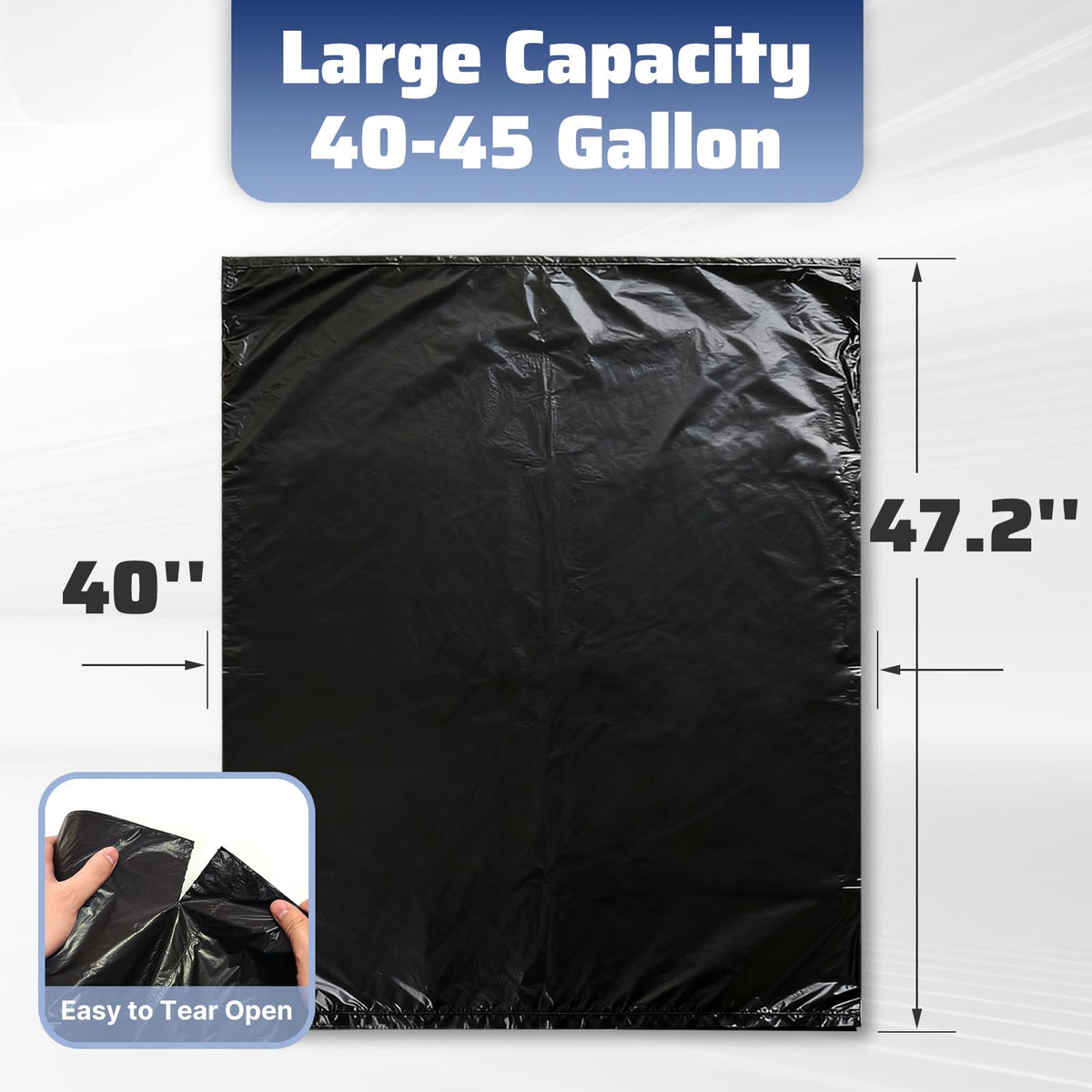 40-45 Gallon 100 Count 21 Micron HDPE Trash Bags N74296