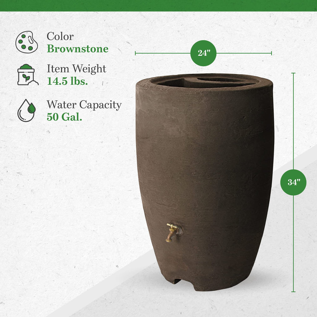 50 Gallon Plastic Rain Barrel 2 Pack V274