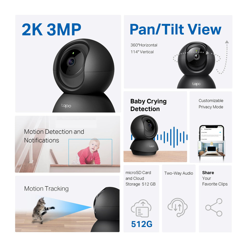 2K Pan Tilt Security Camera 2-Pack Y225