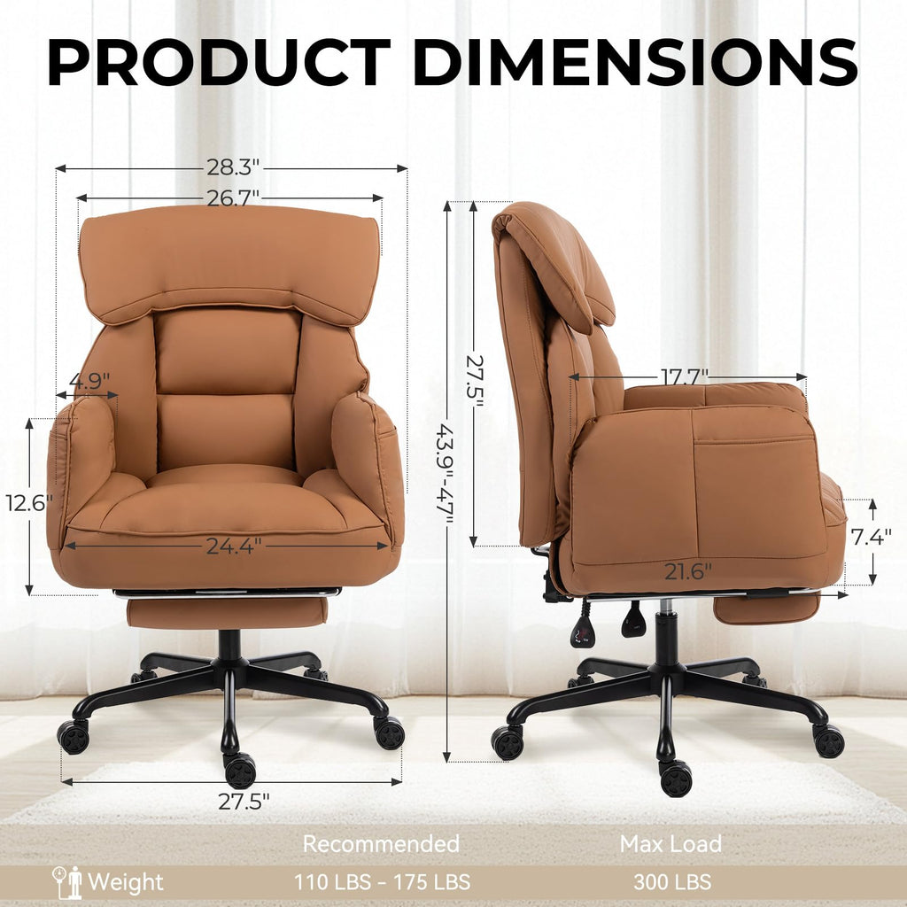 Brown Cross Legged Office Chair with Footrest and Metal Base Z6917
