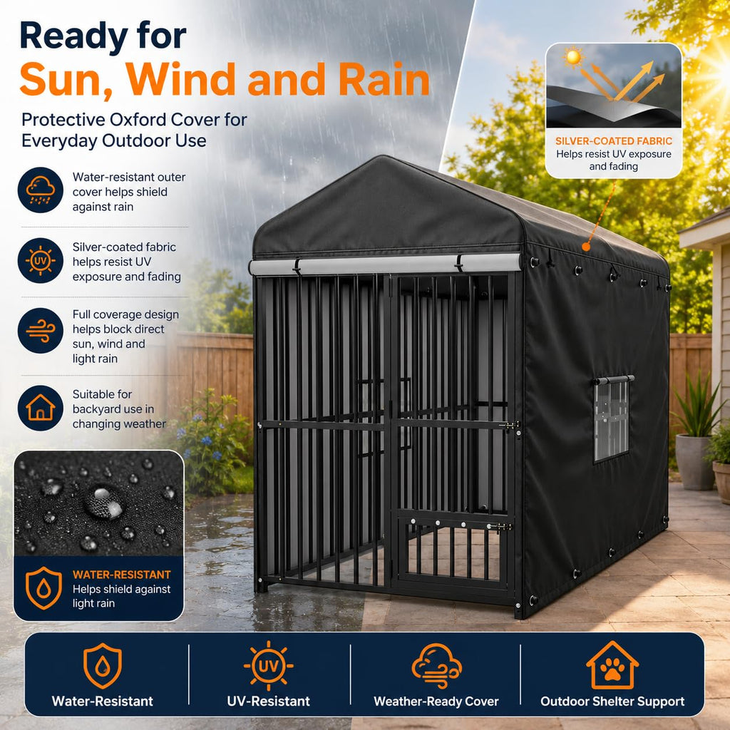 8x4 FT Heavy Duty Outdoor Dog Kennel with Full Cover R2129