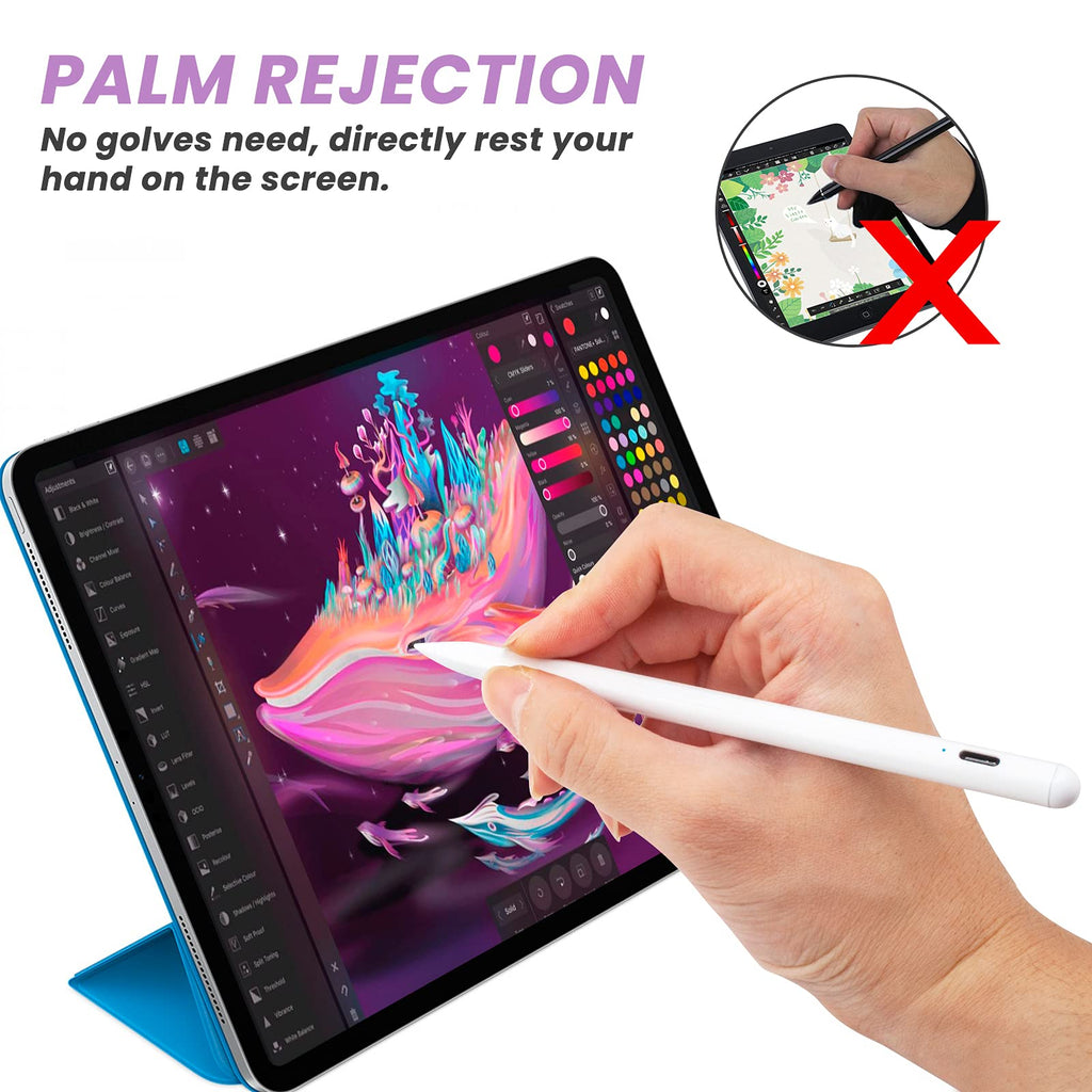 White Stylus Pen for iPad with Palm Rejection and Tilt Sensitive Q490057