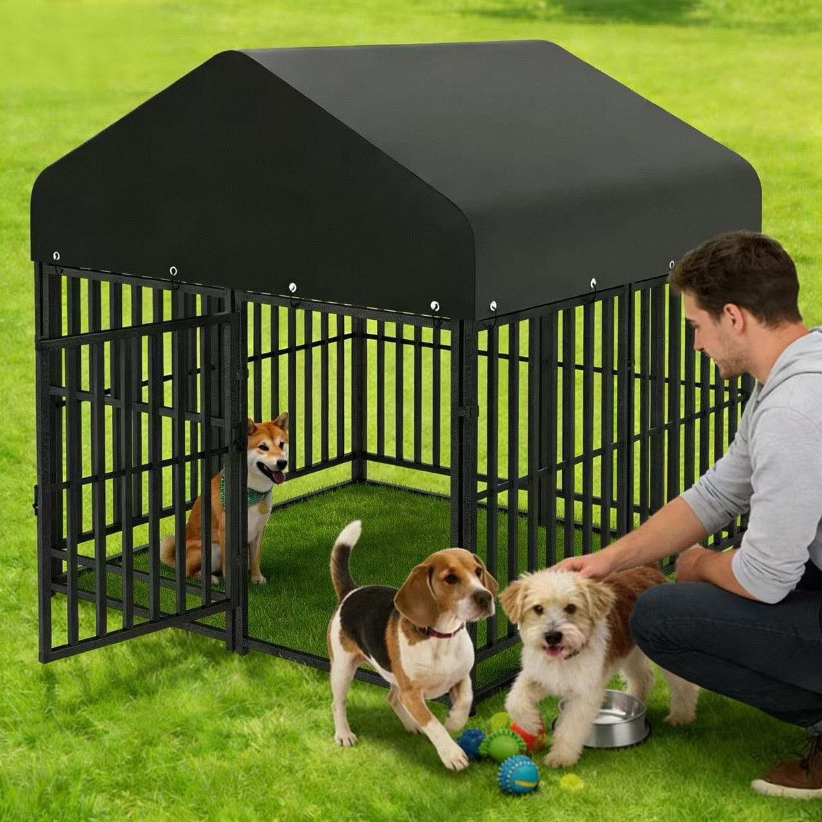 Small Dog Kennel Outdoor Heavy Duty Welded Wire Steel Pet Enclosure F653