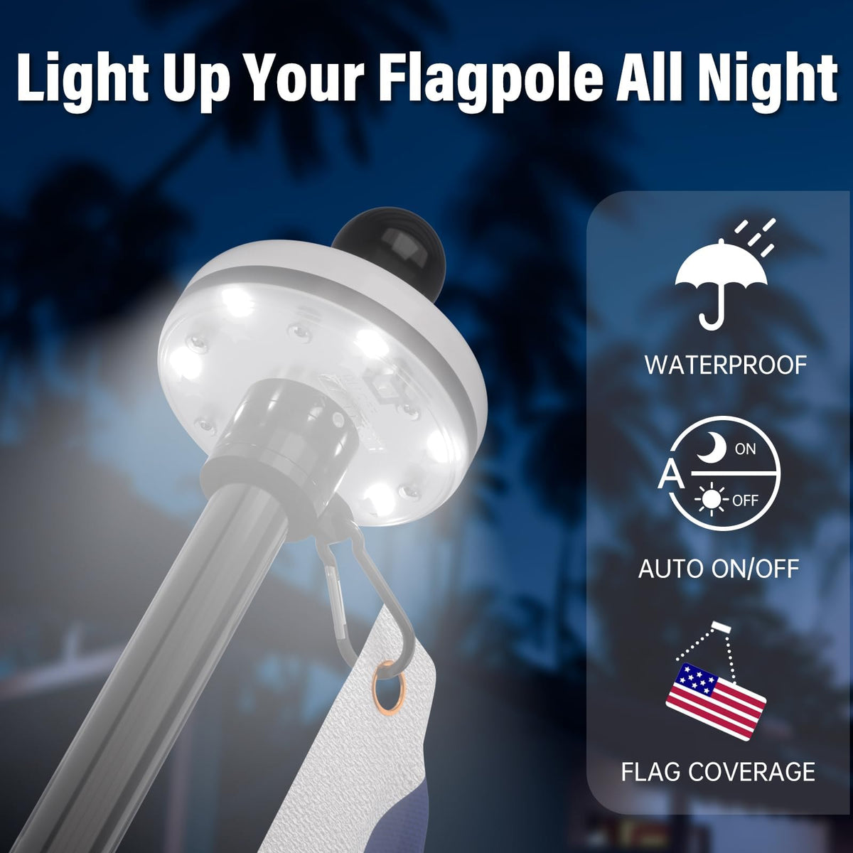 7FT Flag Pole Kit with Solar Light N846