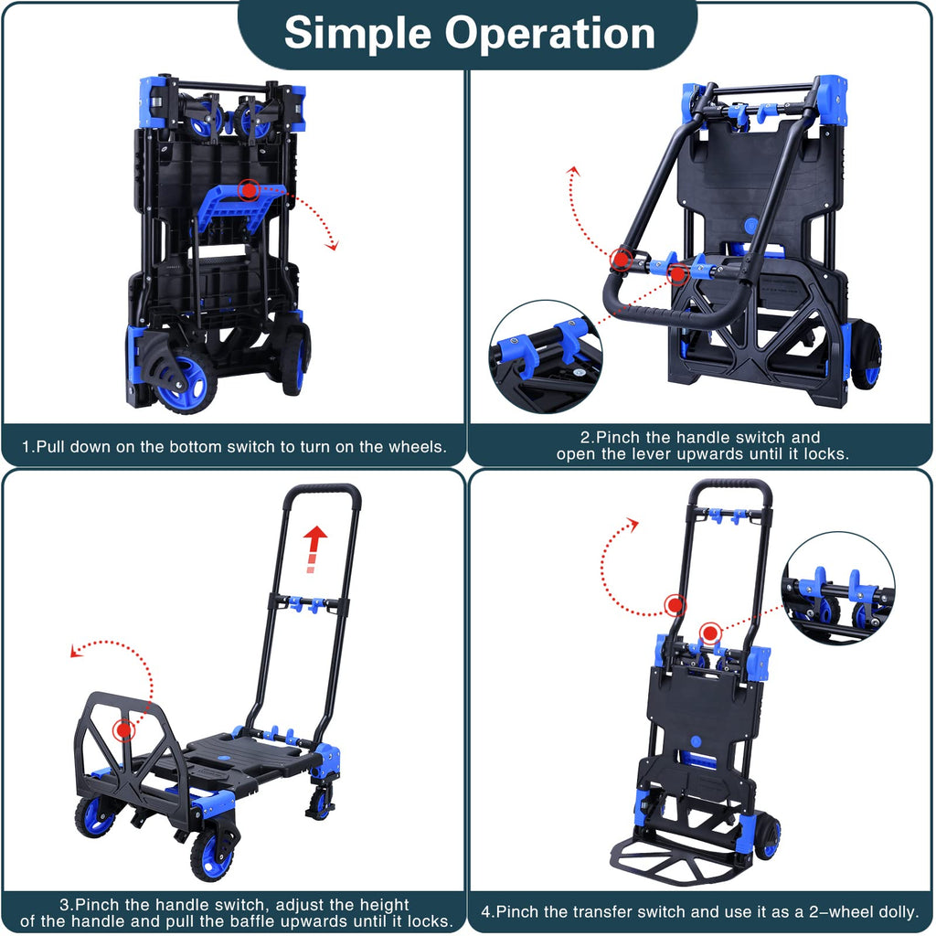 2-in-1 Foldable Hand Truck Dolly 330LB Capacity F189473