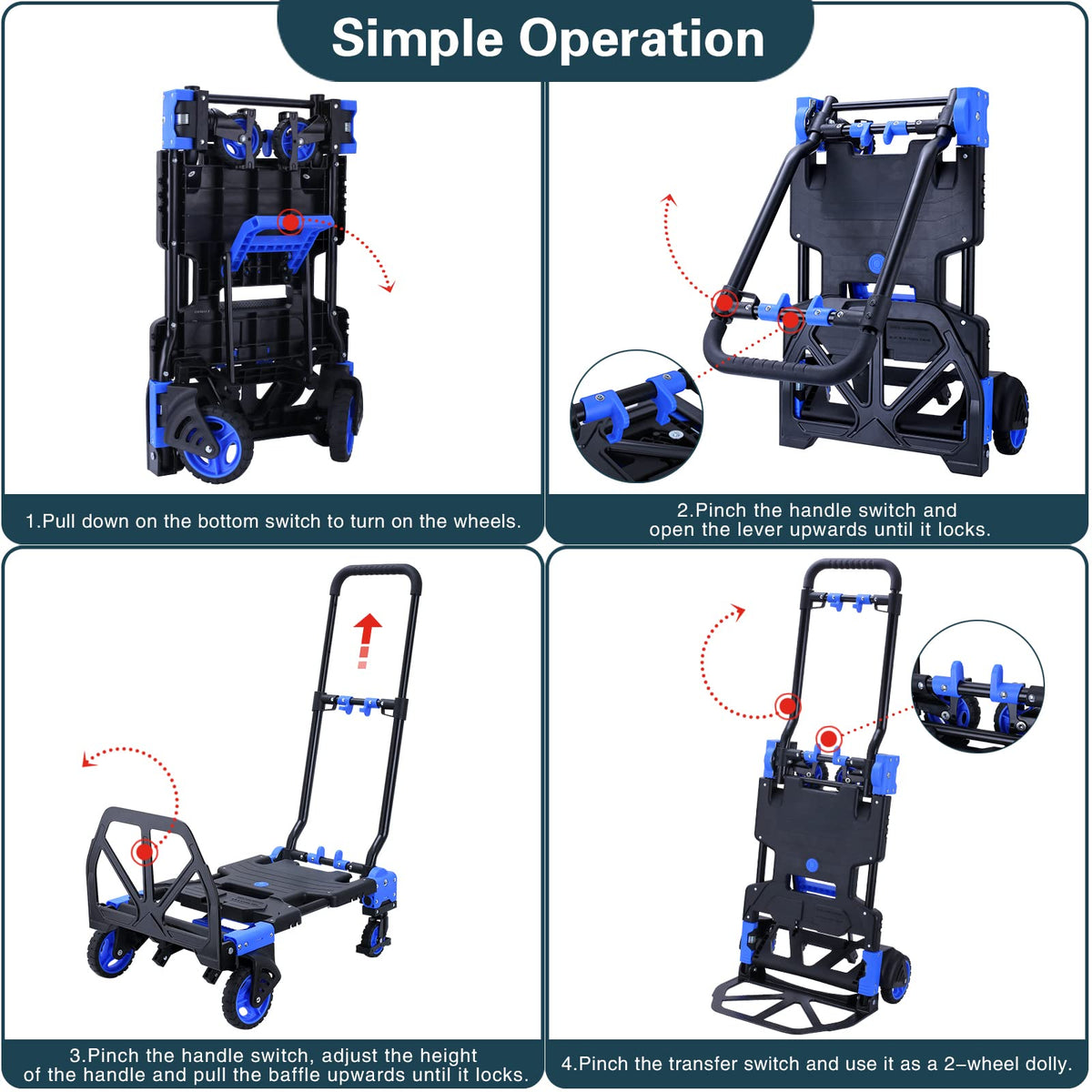 2-in-1 Foldable Hand Truck Dolly 330LB Capacity F189473
