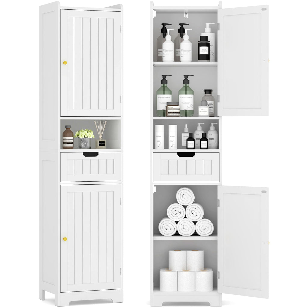 67" H Tall White Bathroom Storage Cabinet O4554