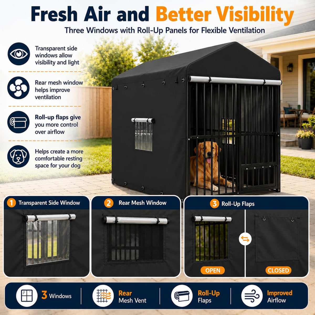 8x4 FT Heavy Duty Outdoor Dog Kennel with Full Cover R2129