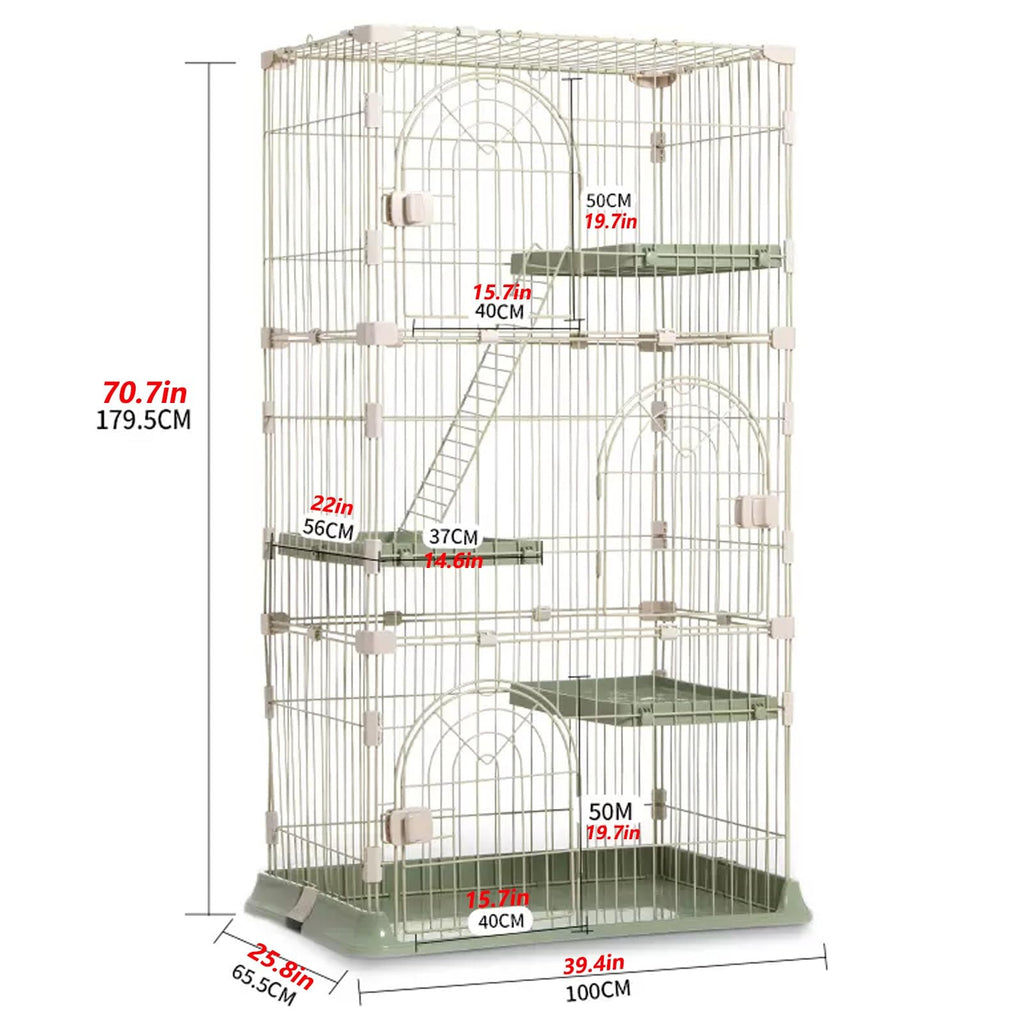 3/4-Tier Cat Cage Playpen with Hammock D713