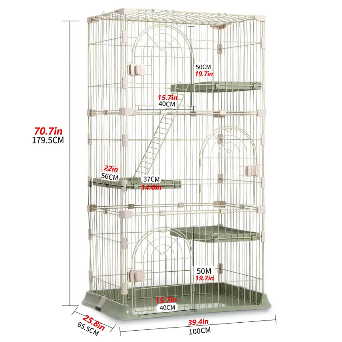 3/4-Tier Cat Cage Playpen with Hammock D713