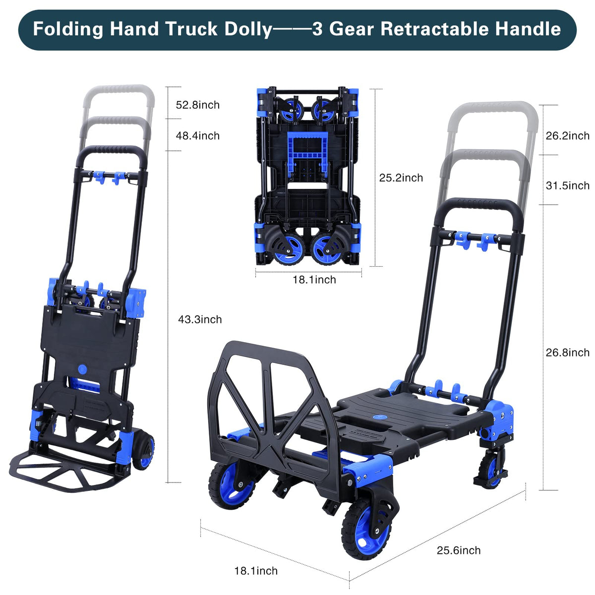 2-in-1 Foldable Hand Truck Dolly 330LB Capacity F189473