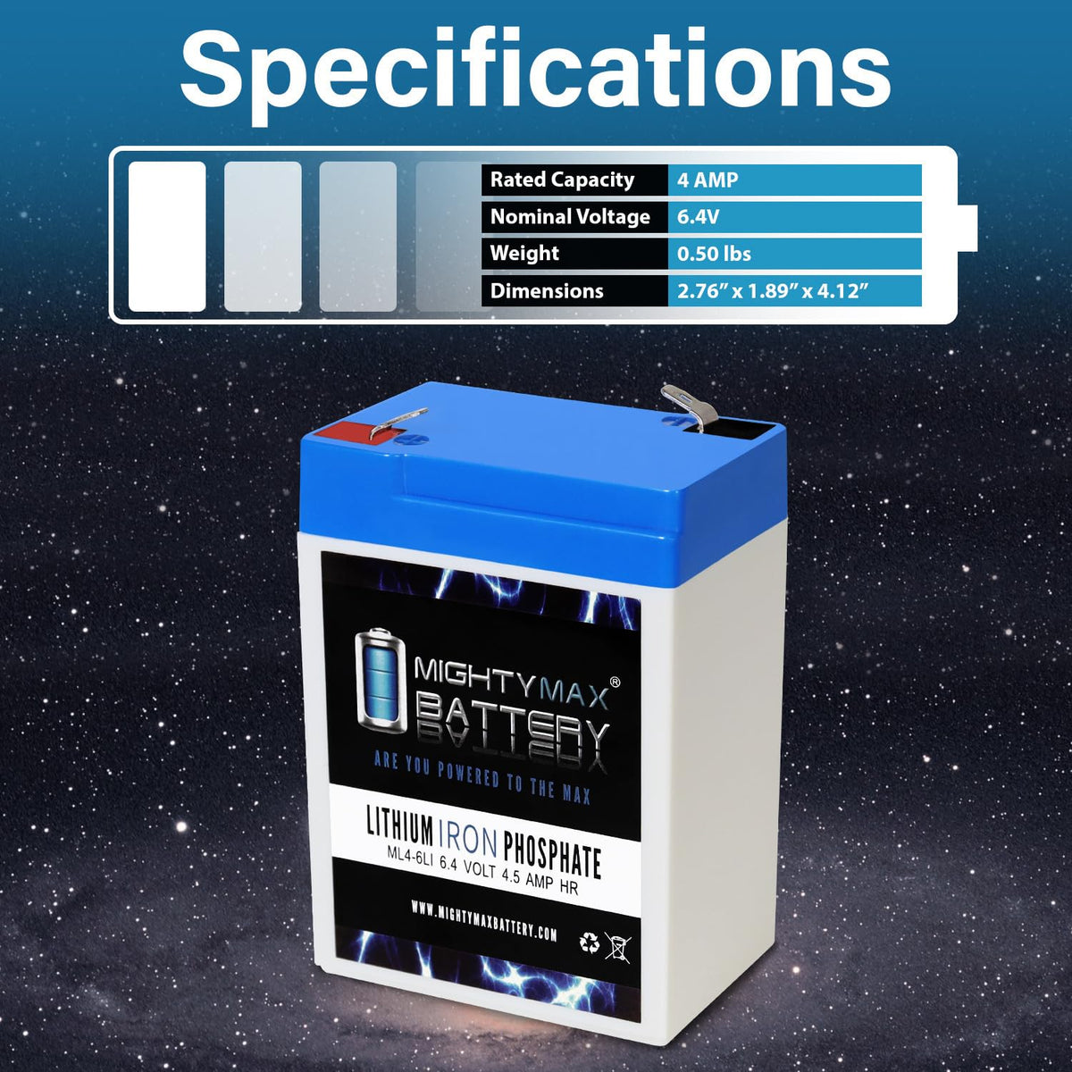 6V 4.5AH Lithium Replacement Battery V188