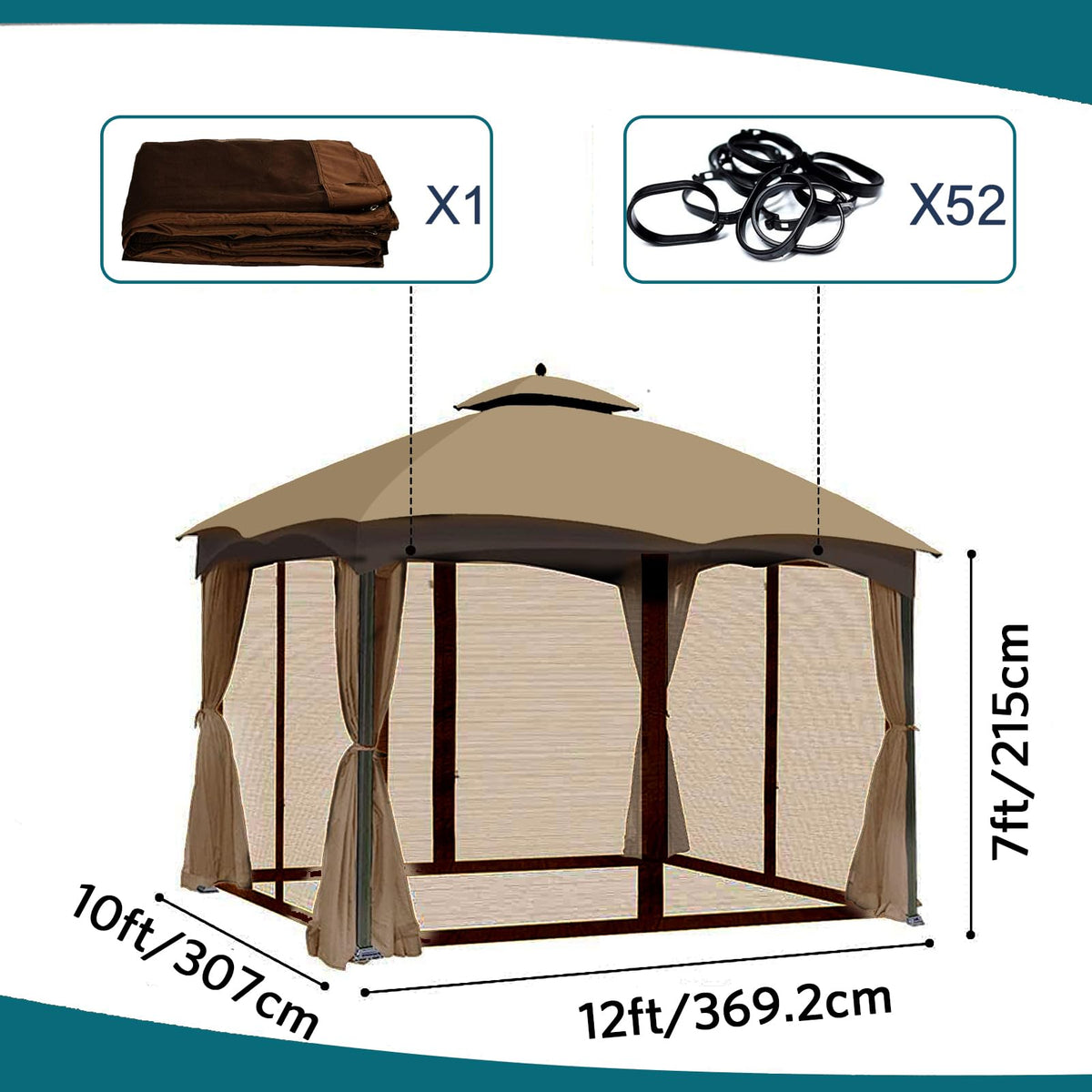 Brown 4-Panel Mosquito Netting V754577