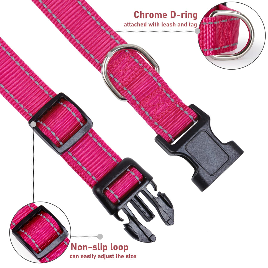 Reflective Adjustable Pink Dog Collar J92339