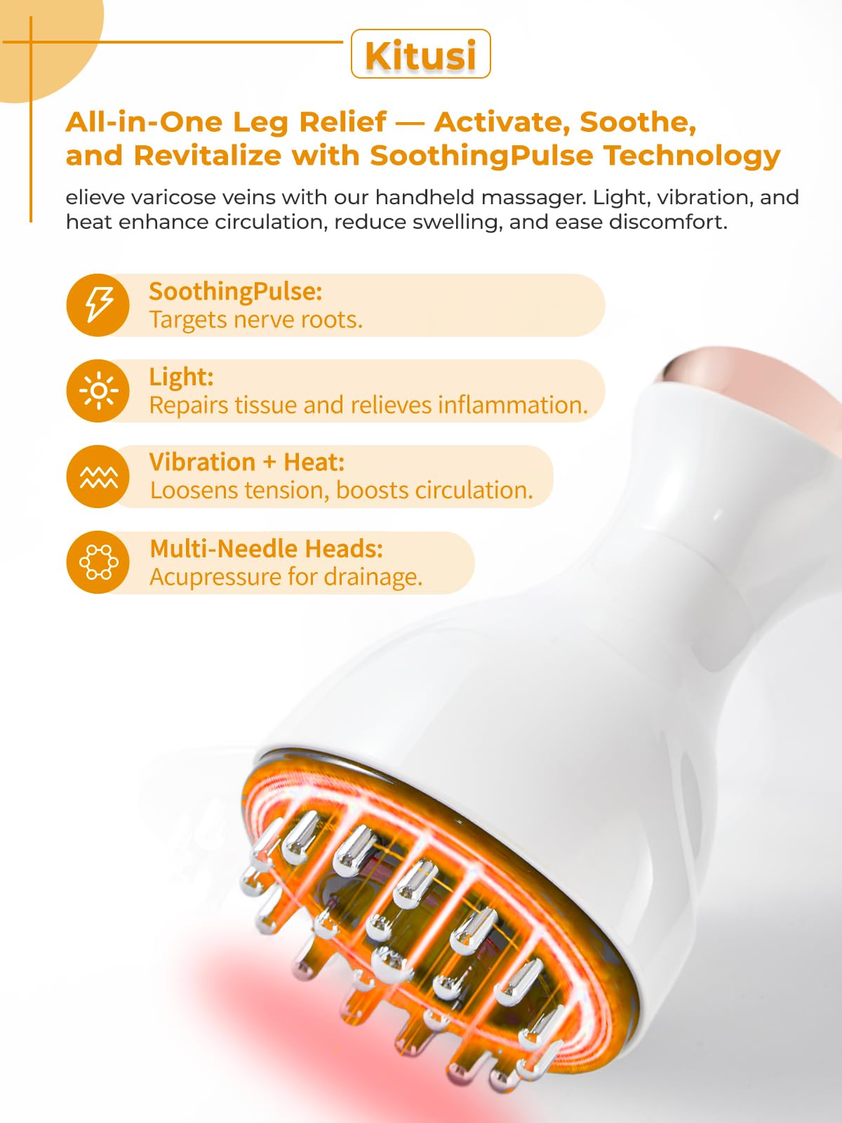 White Calf, Foot & Knee Massager with Heat, Light & Vibration T9402