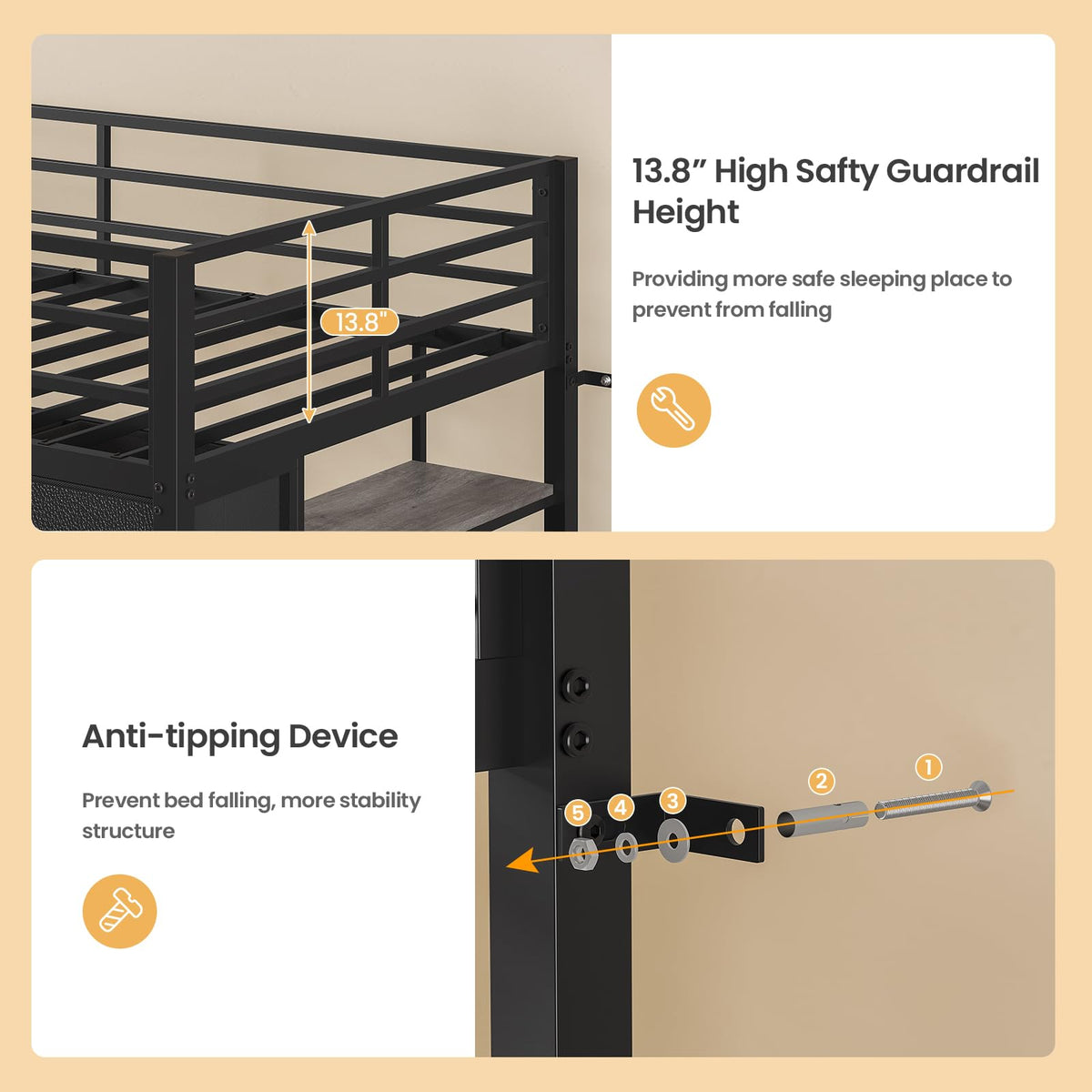 Twin Size Loft Bed with 9 Storage Drawers Z195017