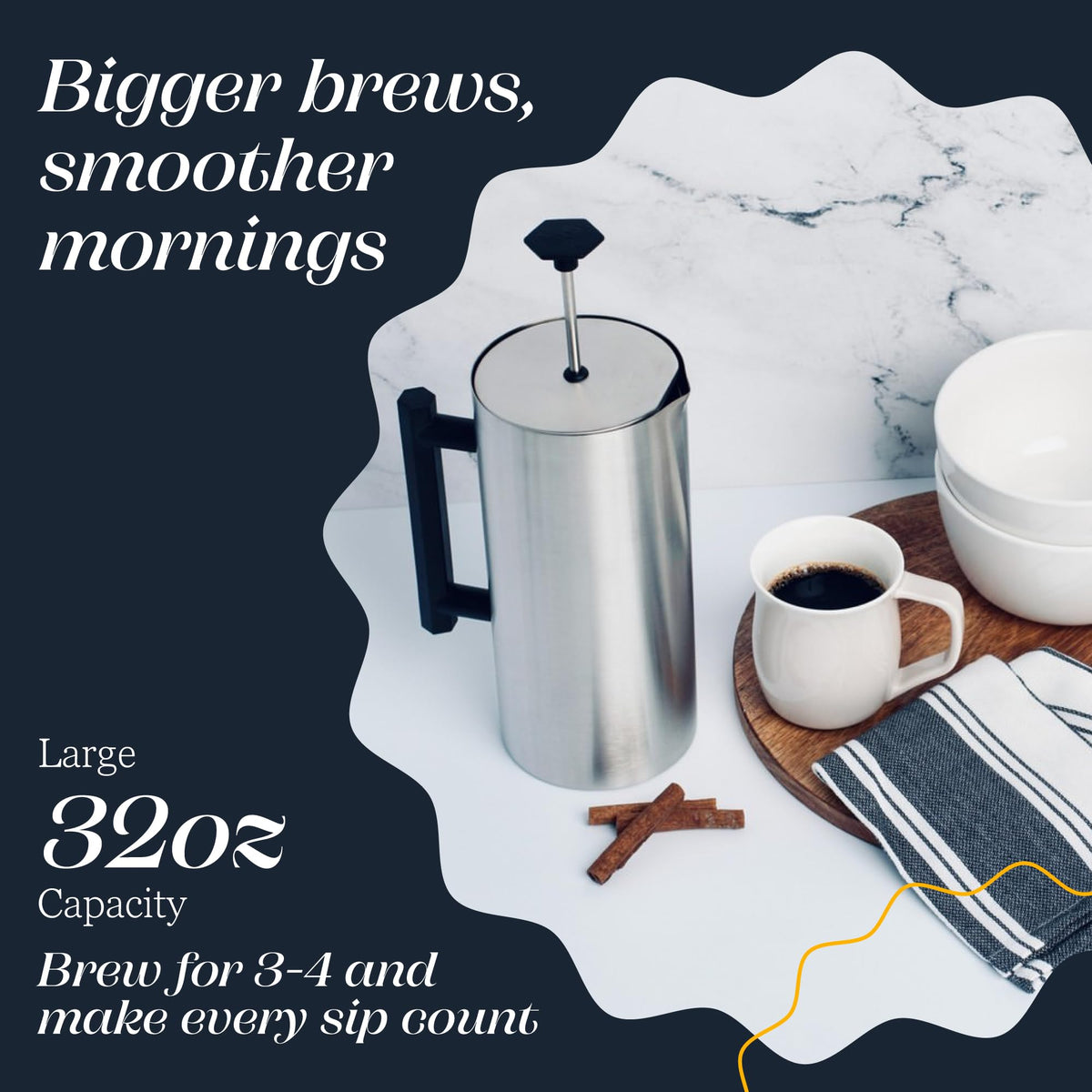 32oz Stainless Steel French Press B664633