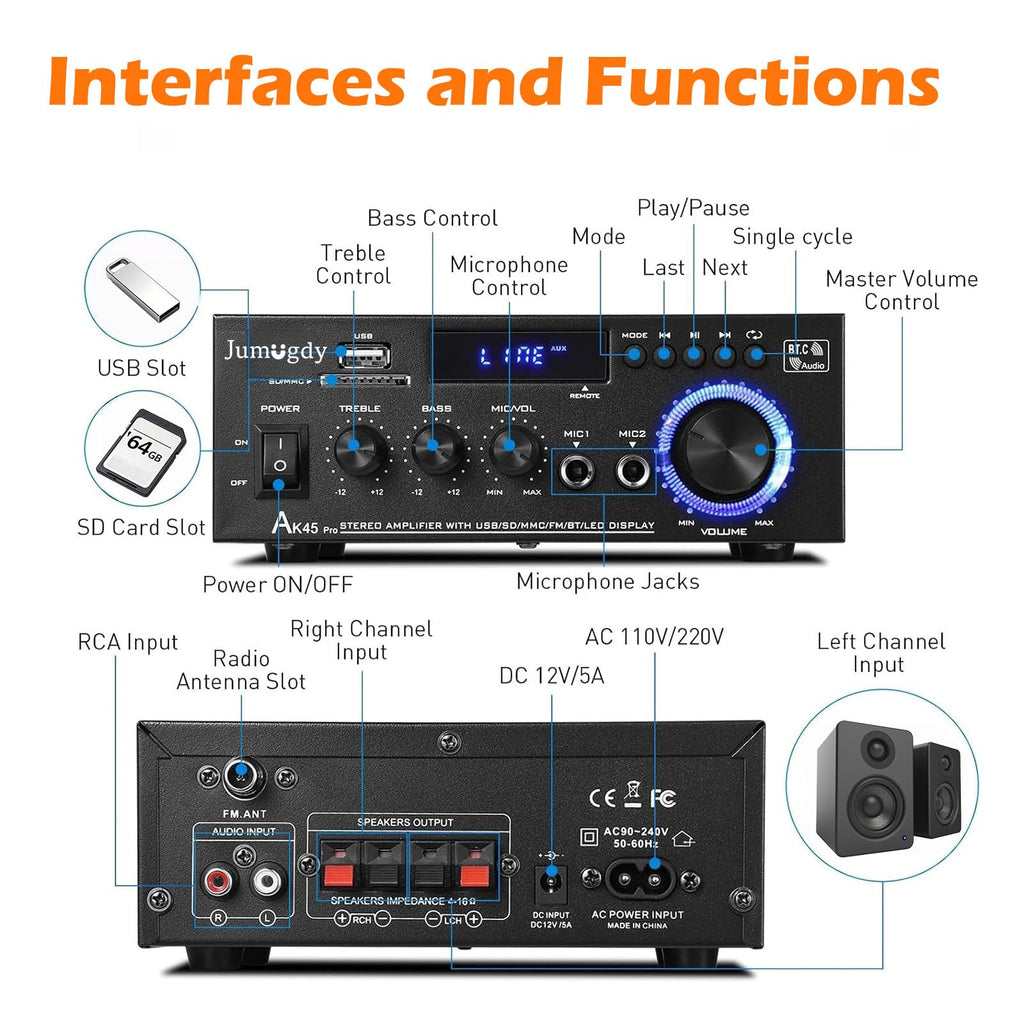 800W 2 Channel Bluetooth Power Amplifier X866