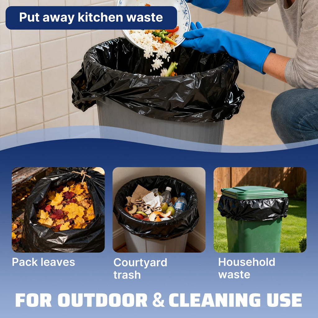 40-45 Gallon 100 Count 21 Micron HDPE Trash Bags N74296