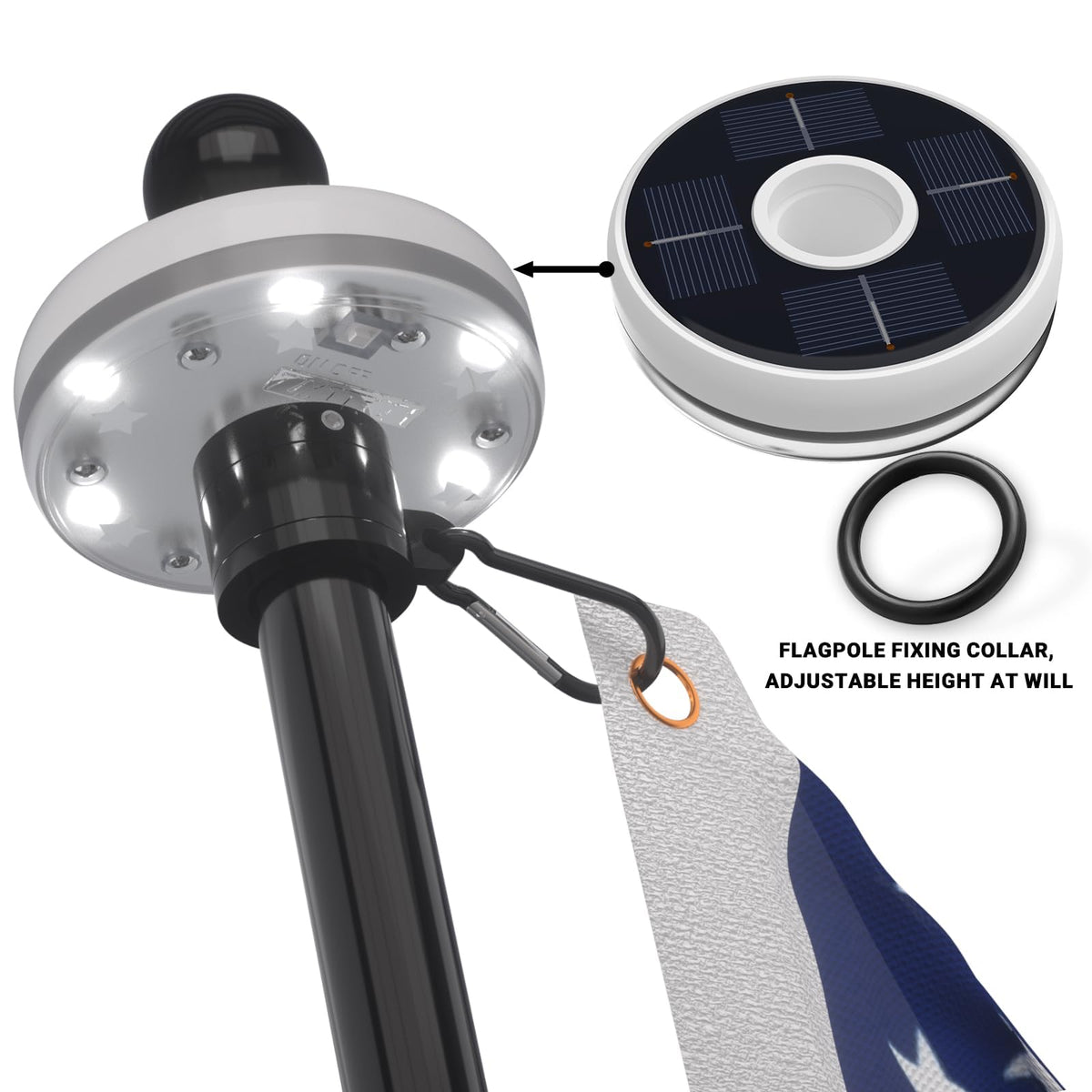 7FT Flag Pole Kit with Solar Light N846