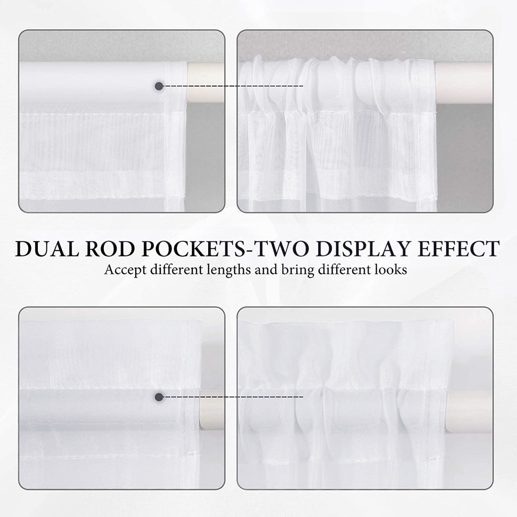 White 25 x 72 Inches Sidelight Sheer Curtains S43363