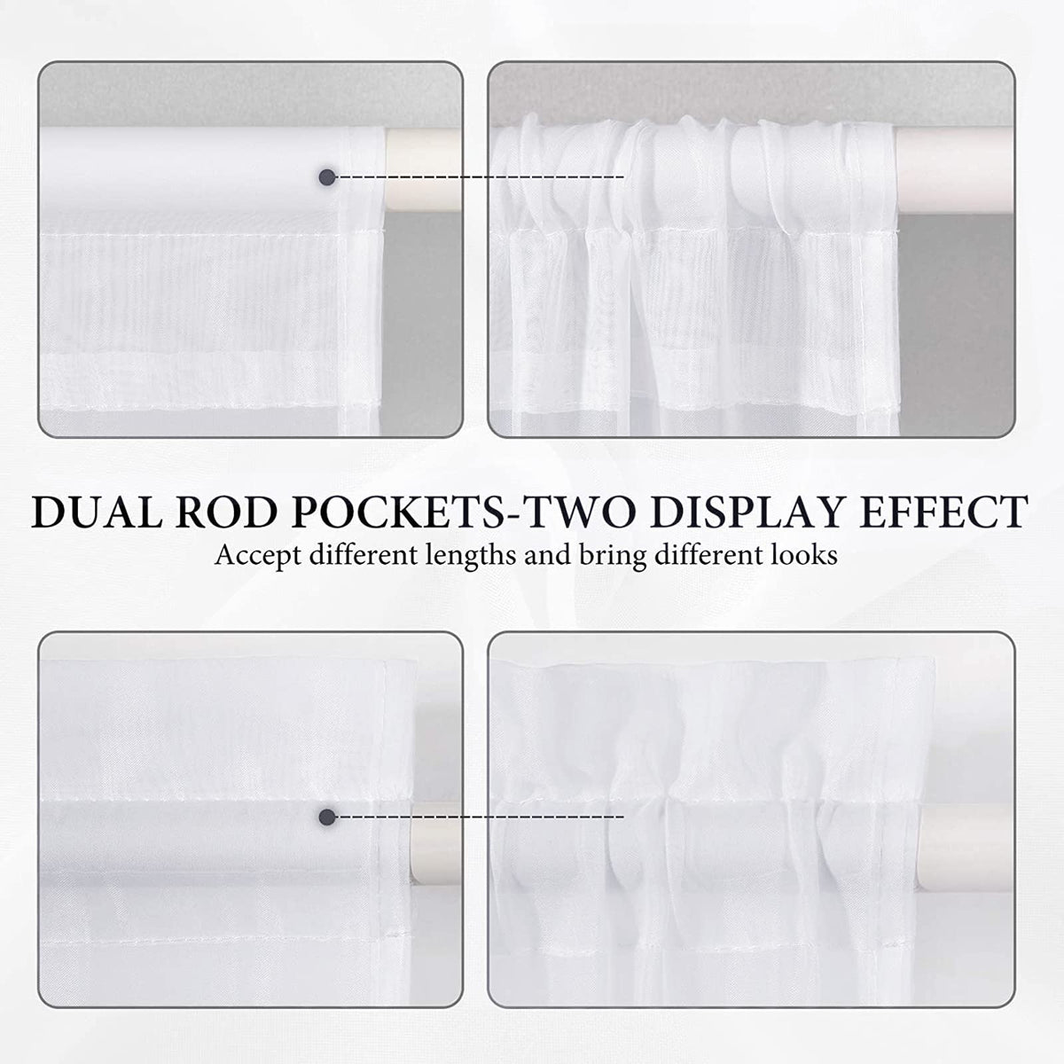 White 25 x 72 Inches Sidelight Sheer Curtains S43363