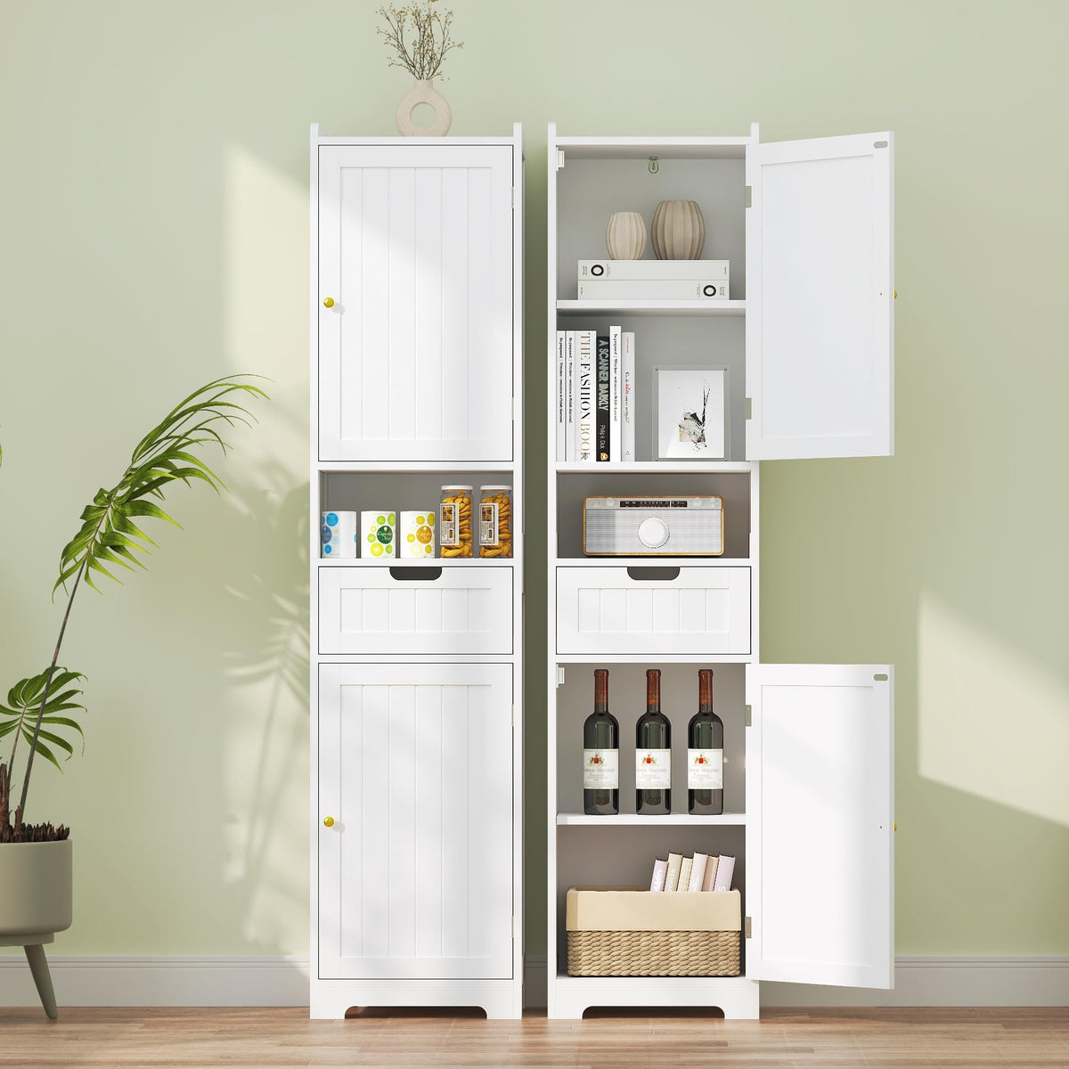 67" H Tall White Bathroom Storage Cabinet O4554